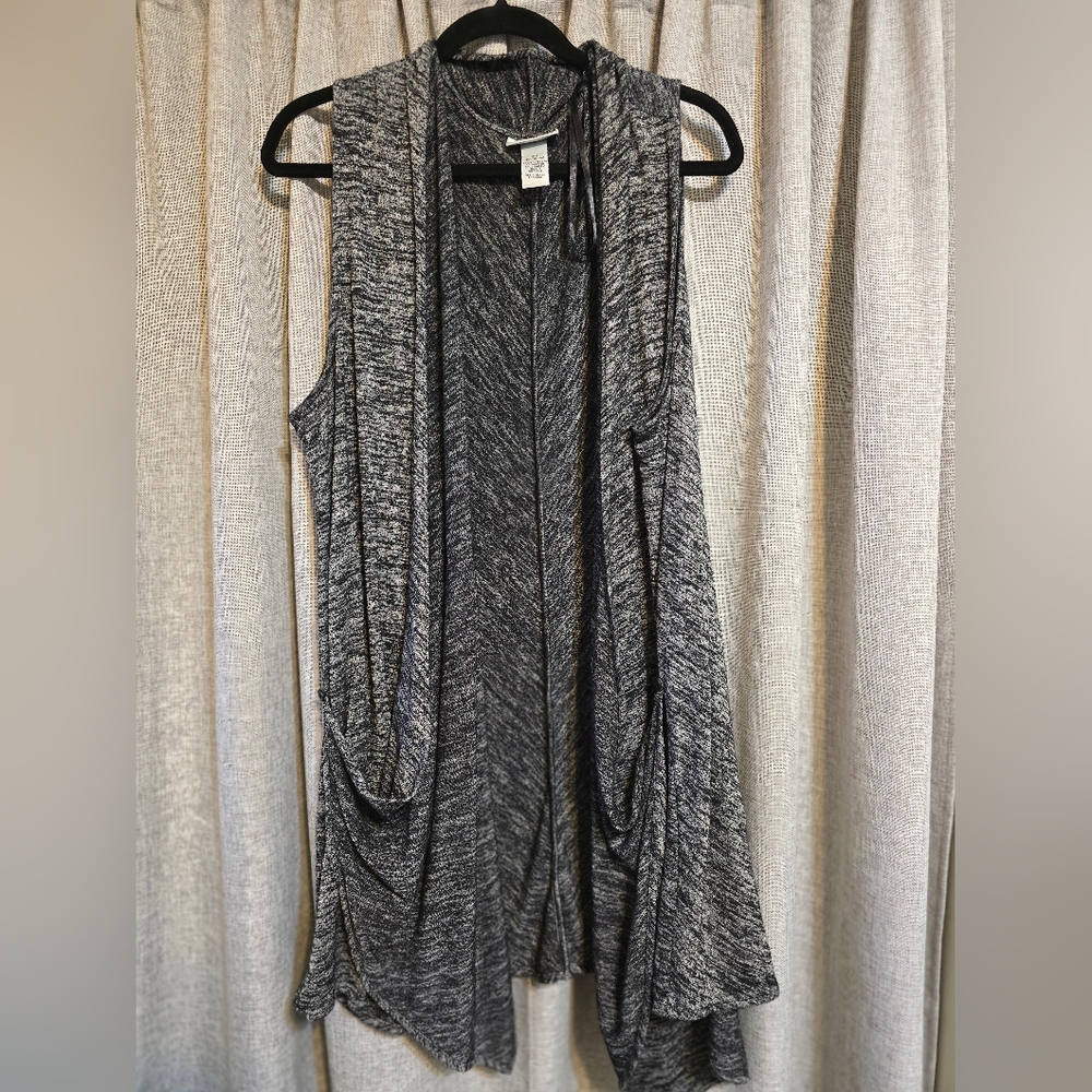 Catherines Charcoal Sleeveless Cardigan